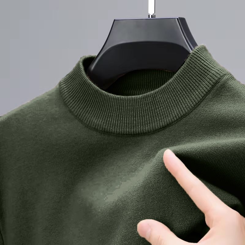 Halve Rollkragen Strickwaren Pullover Neue Herbst/Winter Mock Neck Sweatshirts Einfarbig Pullover Mann Marke Casual Heren Kleidung_voghion.com