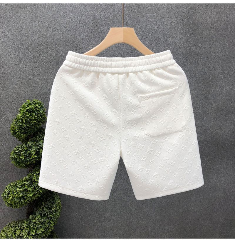 Light Luxury Style White Jacquard For Men, Summer Trendy Brand Five-Point Shorts, 2024 New Men's Half-Length Shorts_voghion.com