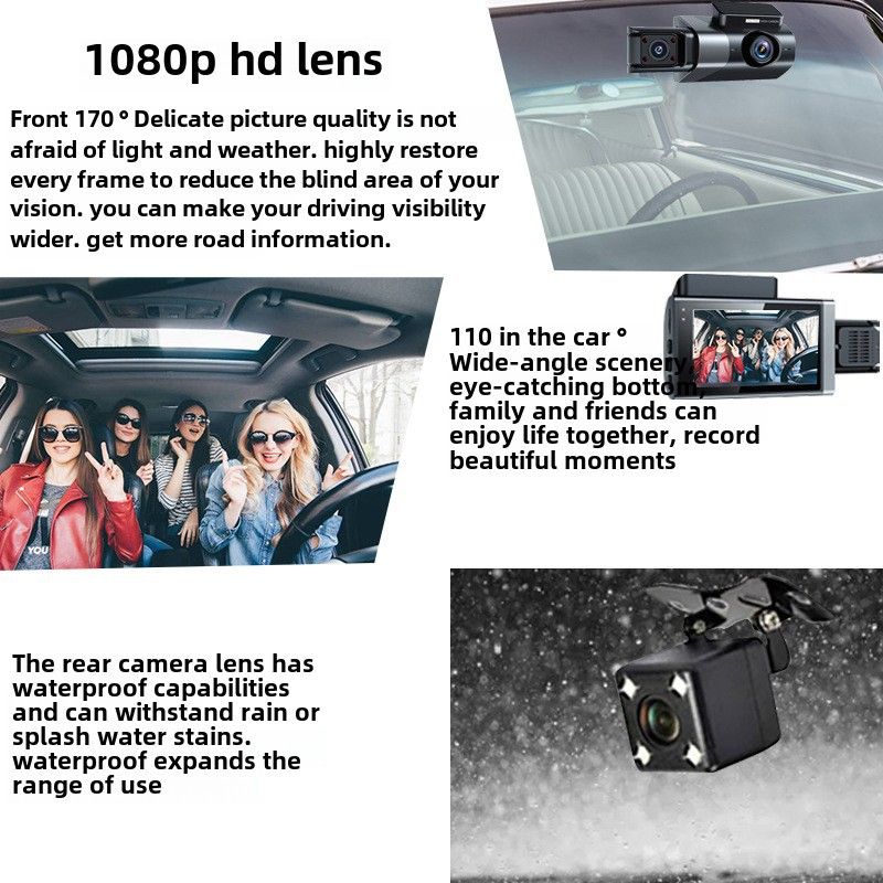 High-Definition 1080P Dräi-Recorder Fahrrekorder Multi-Lens Panorama Parking App interconnected Monitoring Gefier Kamera_voghion.com
