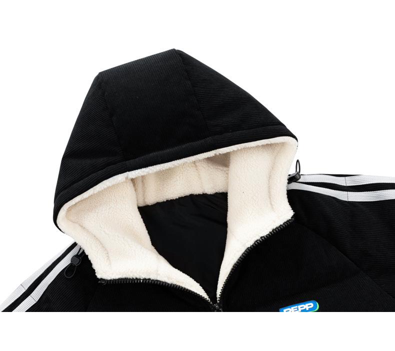 Men's clothing thick warm hooded lamb wool loose car logo padded coat_voghion.com