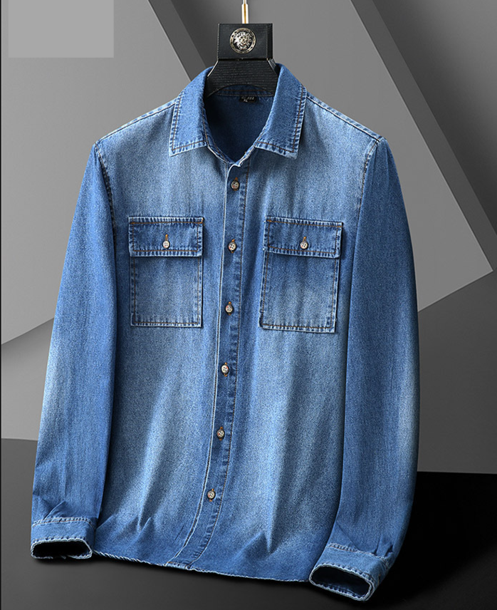 Nuova camicia di jeans casual da uomo con giacca in denim_voghion.com