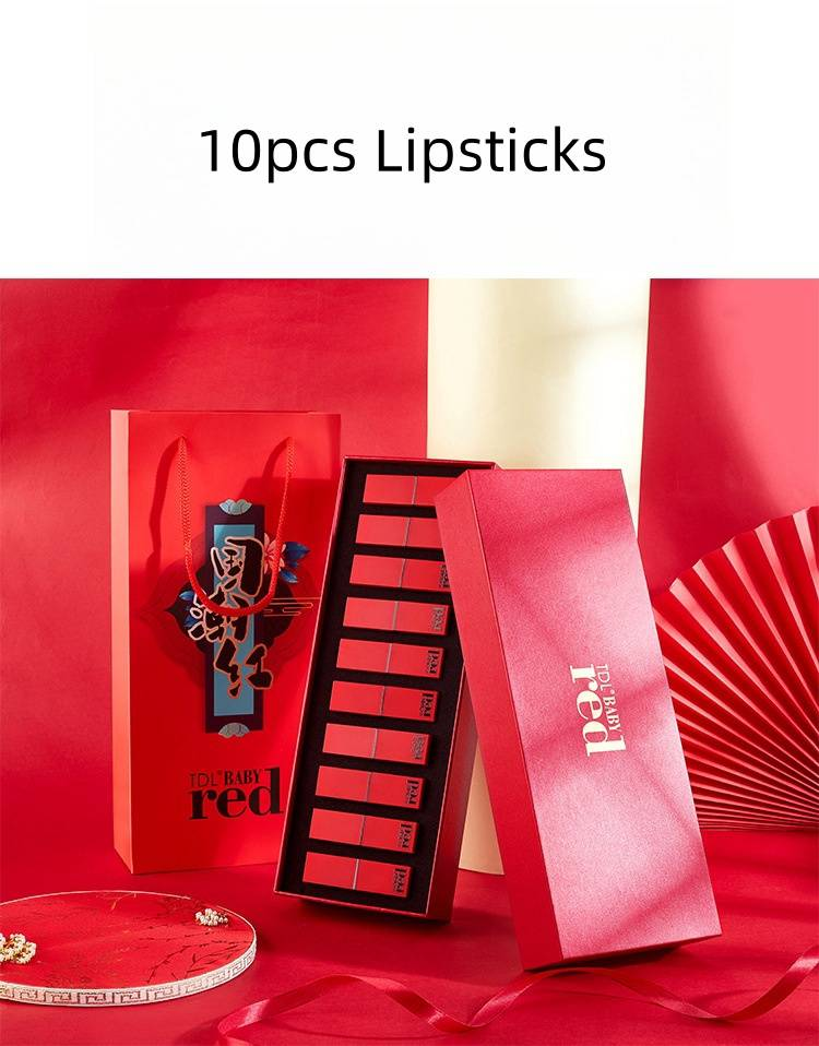 10 stücke Luxus Mode Samt Lippenstift Lang Anhaltende Hohe Qualität Lippenstift für Frauen Make-Up Kosmetik_voghion.com