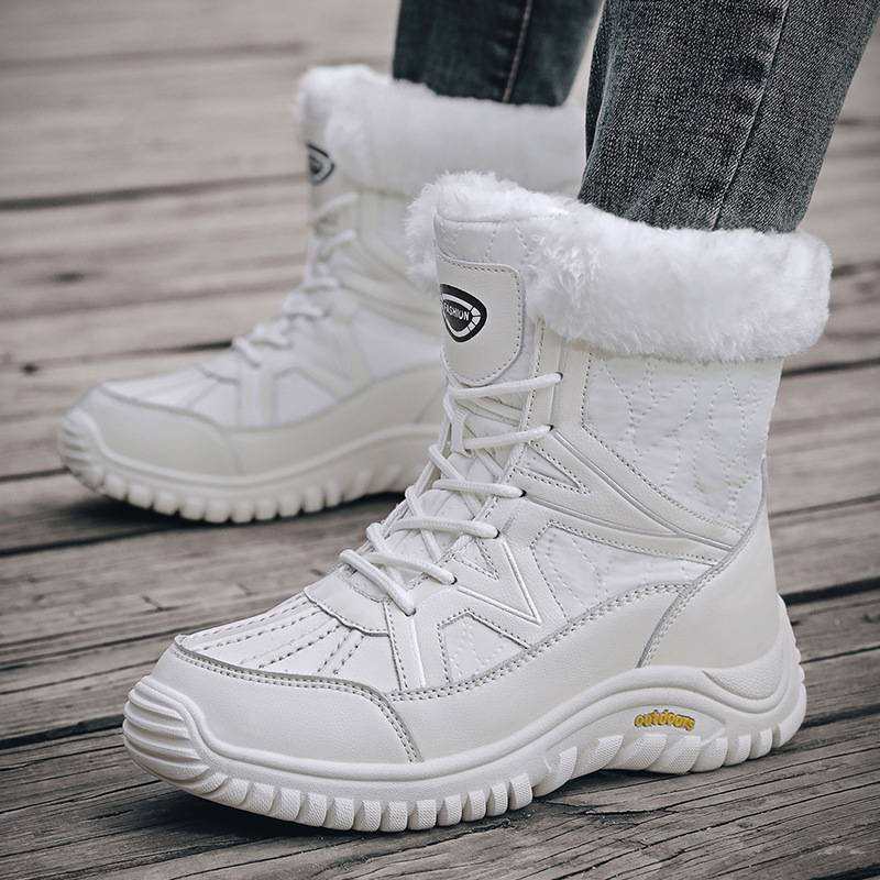 Scarpe da donna, scarpe di cotone, stivali da neve alti invernali da donna, stivali da esterno caldi in velluto, tutti abbinati_voghion.com