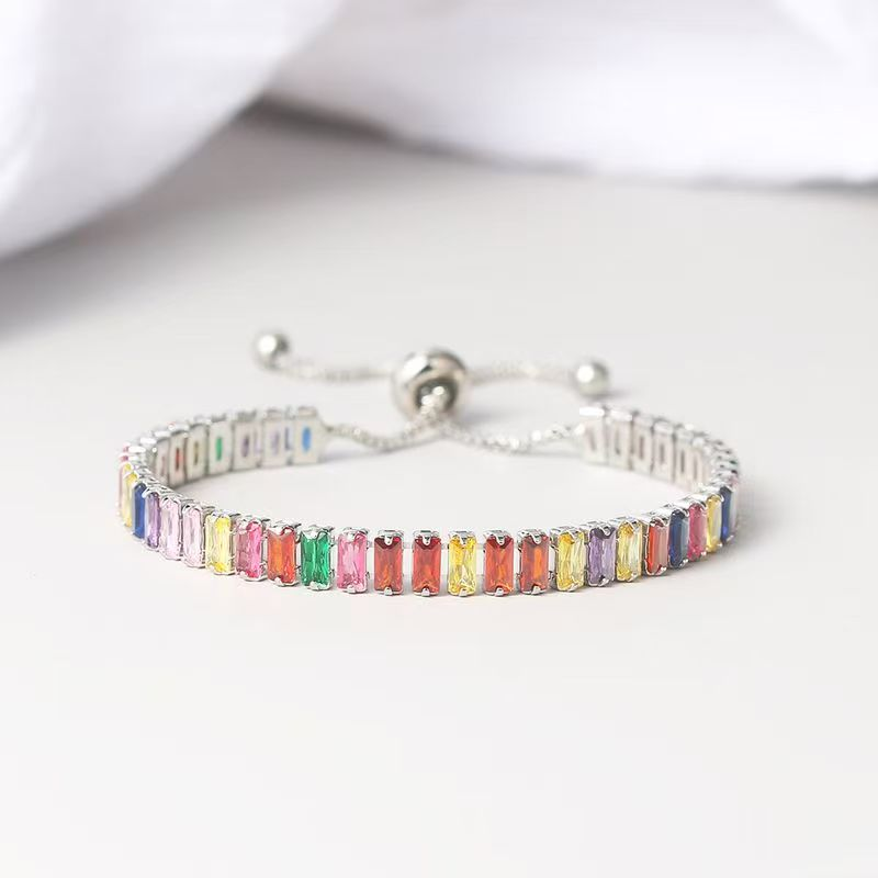 Hazy moon explosif coloré Zircon Bracelet femme plein de diamants chaîne de tennis en cristal réglable_voghion.com