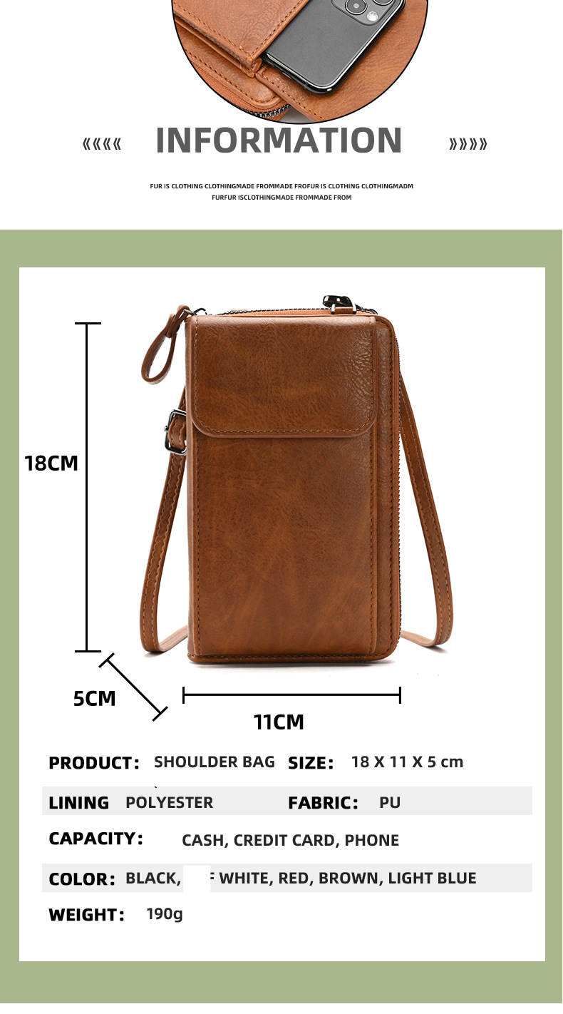 Mobile Phone Bag Retro Women's Purse Multi-functional Shoulder Crossbody Bag_voghion.com