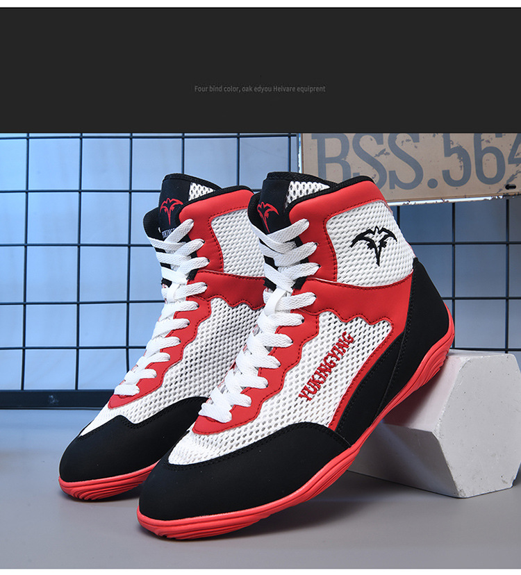 Scarpe unisex, nuove scarpe da boxe professionali, scarpe da combattimento Sanda, traspiranti, antiscivolo, resistenti all'usura, per allenamento e competizione._voghion.com