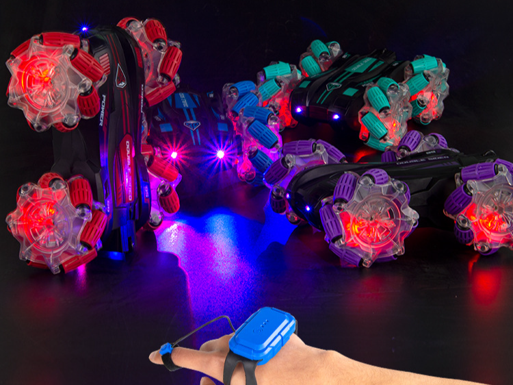 Auto radiocomandata acrobatica a 2 lati - Giocattolo telecomandato fuoristrada 4WD Drift con luci a LED e controllo gestuale, capovolgi e rotola per bambini (idea regalo)_voghion.com