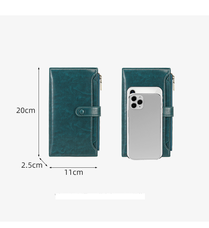 Portafoglio da donna e da uomo, antimagnetico, con doppia cerniera, per cellulare, con clip da giacca, grande capacità, lungo._voghion.com