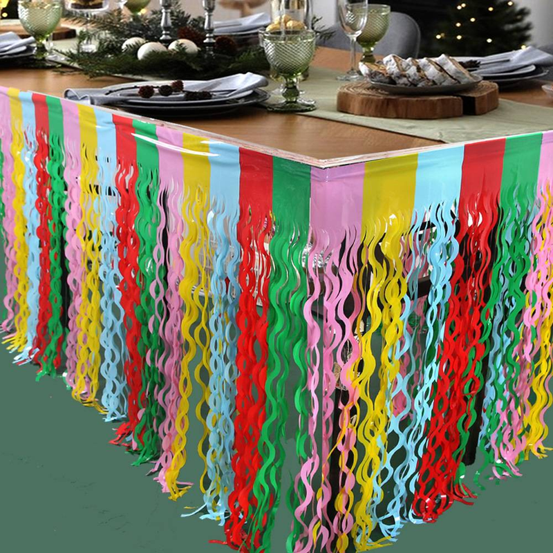 Scimitar Macaron Glow-in-the-Dark Rain Curtain Table Skirt – Fluorescent Tassel Party Decor For Birthday, Wedding, Themed Events_voghion.com