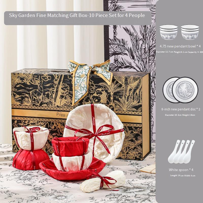Tableware Set Sky Garden Ceramic Tableware Bowl And Plate Set Home Housewarming Gift Bowl Business Event High End Gift_voghion.com