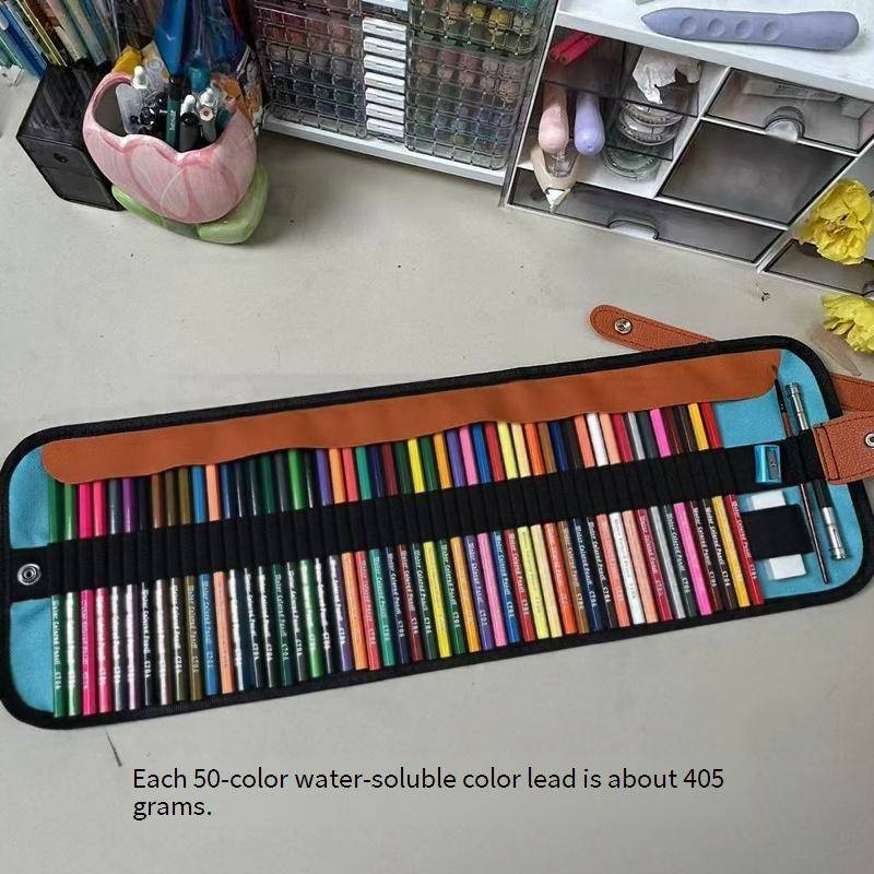 50-Farben-Set hochwertiger Buntstifte aus Holz auf Ölbasis mit Bleistifthülle – Sechskantschaft für gleichmäßiges Zeichnen und Verblenden_voghion.com