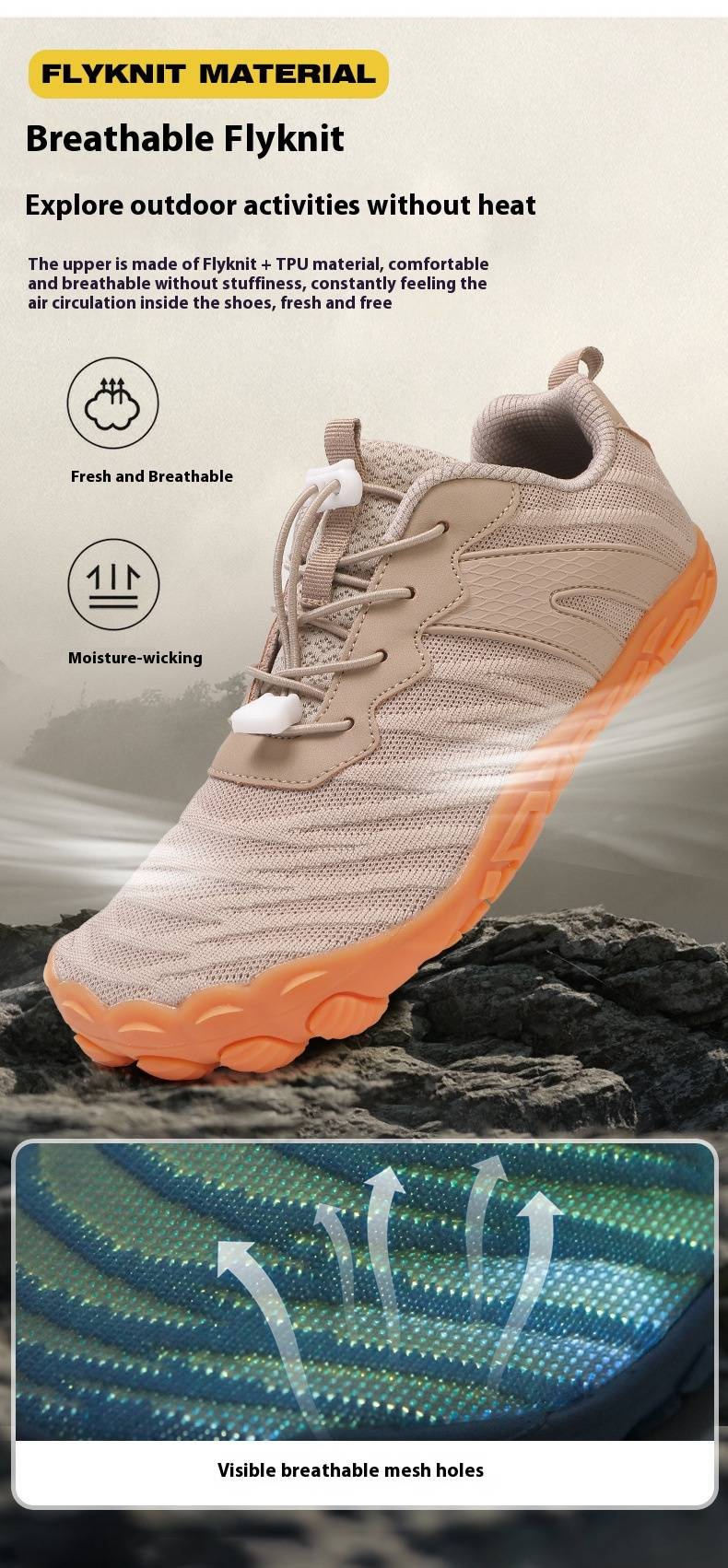 Breathable Unisex Sports Shoes For Running, Hiking, Yoga & Gym - Lightweight & Slip-Resistant With Rubber Sole_voghion.com