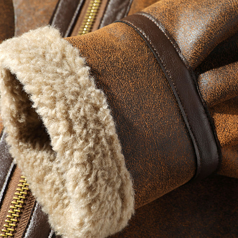 Vintage Suede-Look Bomber Jacket – Fleece-Lined Winter Coat For Men (Coffee Brown, S-XXXL)_voghion.com
