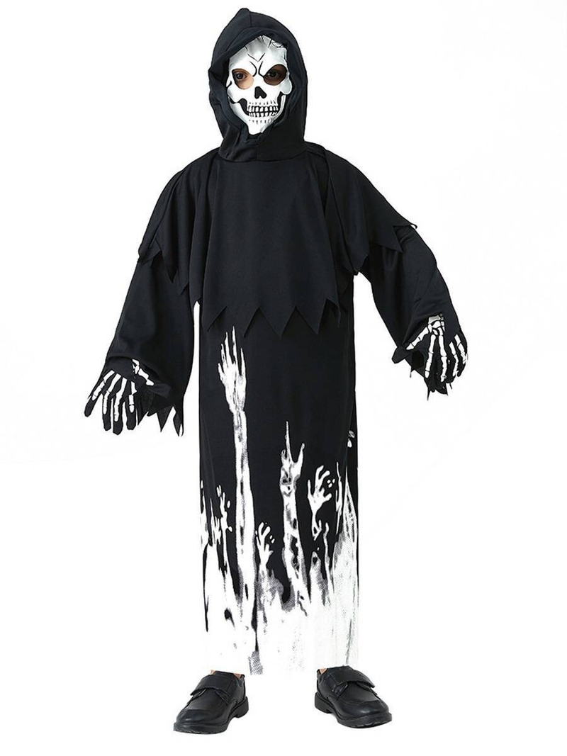 New Children's Halloween Cos Costume Death Costume Cross-border Cosplay Luminous Glasses Clothes Stage Performance Clothes_voghion.com