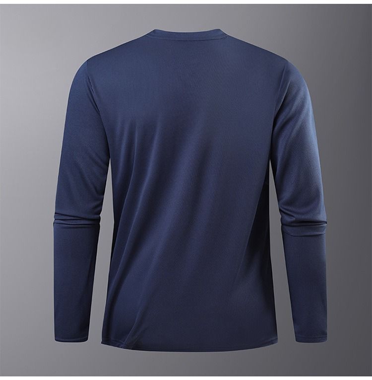 T-shirt de performance à manches longues pour homme – Haut d'entraînement anti-humidité pour la course et la salle de sport (noir/bleu foncé/gris chiné/blanc)_voghion.com