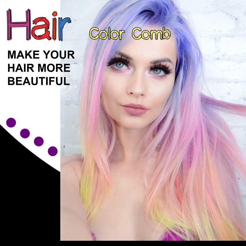 EELHOE Temporäres Haarfärbe-Kamm – Haar- und hautschonender Haarfärbe-Kamm mit Massagefunktion, einfach Farbe wechseln, langanhaltend und schonend_voghion.com