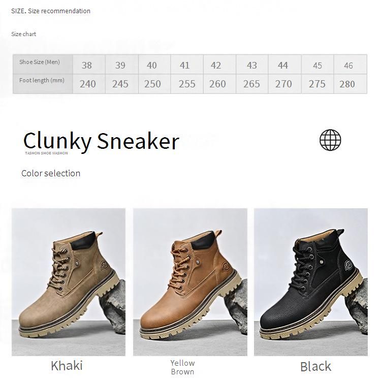 Stivali Martin casual da uomo a taglio medio - Stivali da lavoro resistenti con suola in gomma antiscivolo, comodi per l'esterno (taglie 38-47, nero/marrone chiaro/marrone)_voghion.com