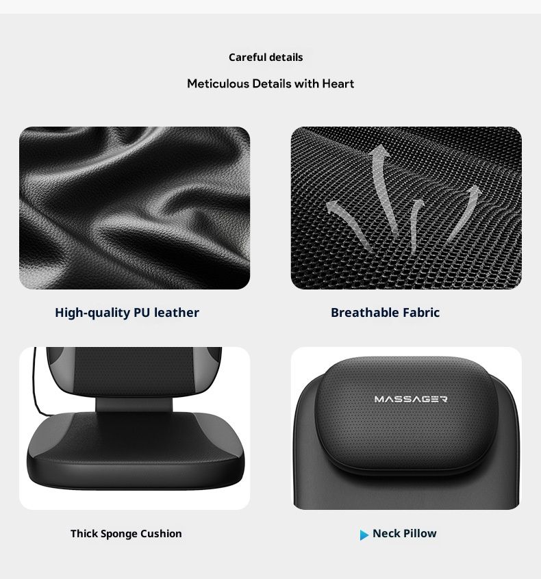 Ergonomic Neck And Back Massager With 6 Shiatsu Nodes - 3-Speed Adjustable Kneading & Tapping For Shoulder, Spine & Lumbar Relief_voghion.com