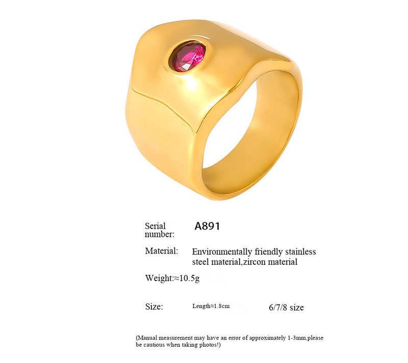 Geometric Opening Adjustable Stainless Steel Ring With Zircon Inlay For Women, Non Fading, Niche And Versatile Ring_voghion.com