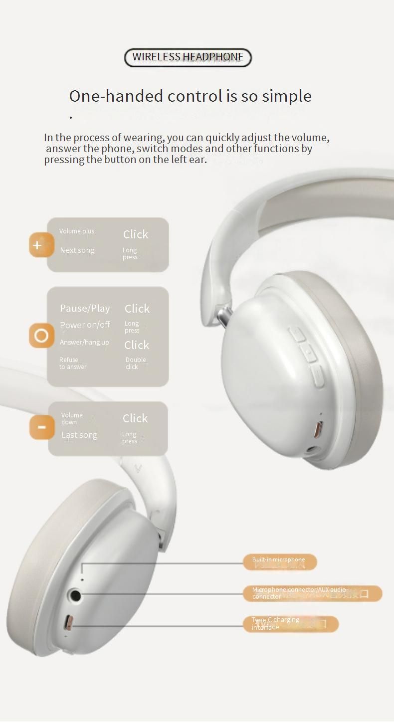 Kabelloses Bluetooth-Gaming-Headset mit abnehmbarem Mikrofon, 8 Stunden Akkulaufzeit, geringem Gewicht und hohem Tragekomfort, Stereoklang für PC/PS5/Mobilgeräte_voghion.com