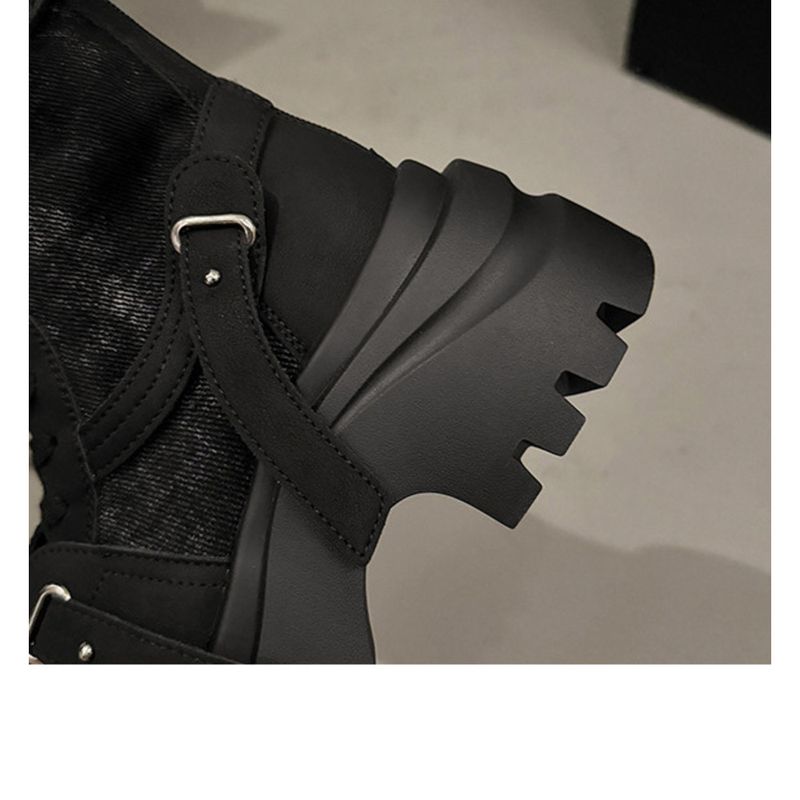 Bottines Martin à talons épais et rehausseurs de hauteur pour femmes Bottines en daim_voghion.com