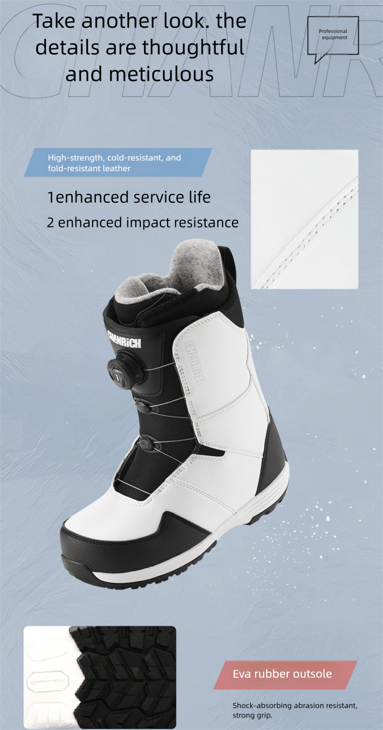 Snowboardstiefel für Erwachsene mit BOA-Stahlschnalle, Schnellverschluss, warm und rutschfest – ideal für Damen und Herren._voghion.com