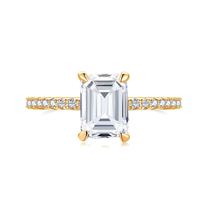 Moissanita para mulheres, anel retangular de alto carbono, pequeno, com pingente de açúcar, banhado a prata pura com platina, clássico de 2 quilates_voghion.com