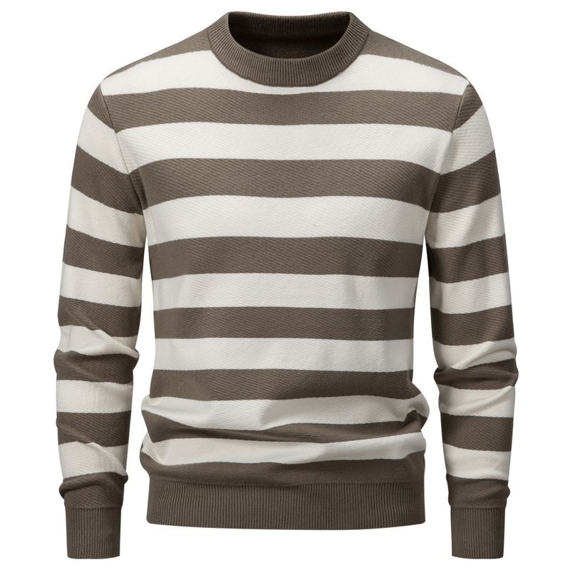 Maglione pullover caldo versatile a righe sottili da uomo, scollo rotondo, 2023, nuovo inverno_voghion.com