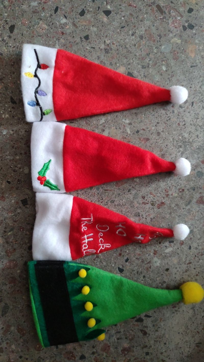 Weihnachtsschmuck kleiner Hut Messer und Gabel Set Tischdekoration Messer und Gabel Tasche Weinflaschenset_voghion.com