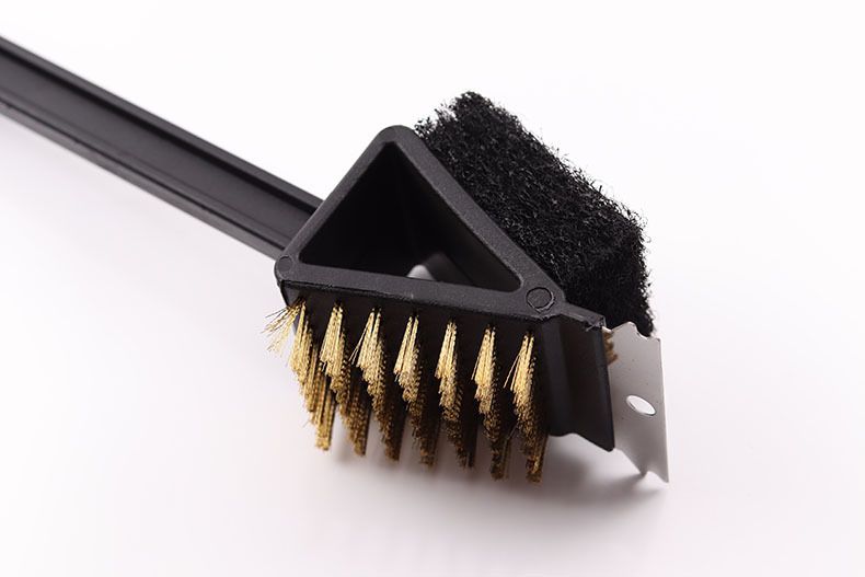 Casa e giardino Barbecue Grill Tre in uno Spazzola per la pulizia 14,5 pollici Manico lungo Spazzola per griglia in filo di rame Spazzola per la pulizia della griglia esterna_voghion.com