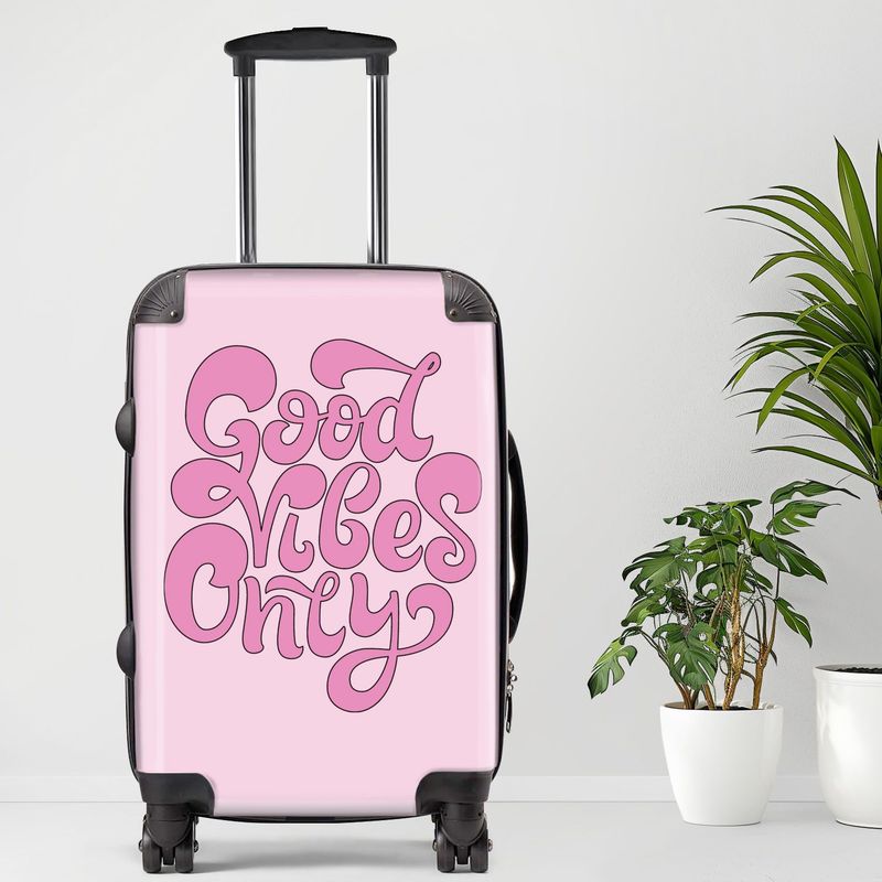 Good Vibes Only Luggage, 20/24/28 Inch Luggage, Carry-On, Custom Luggage, Luggage Set, Suitcase, Travel, Vacation, Cabin Suitcase, Custom Suitcase, Personalized Luggage_voghion.com