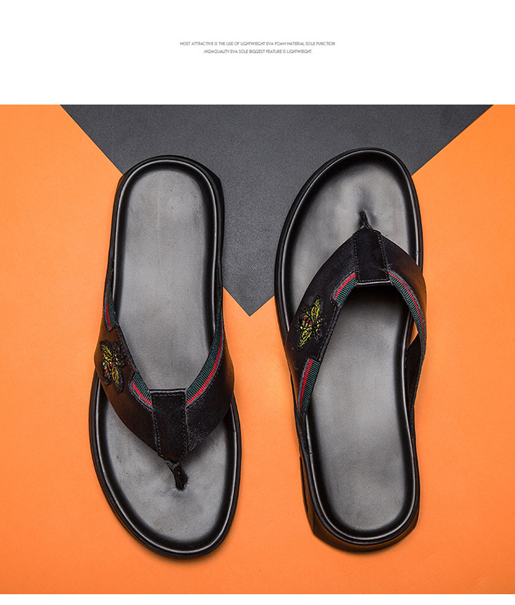 British Trend Summer Flip Flops Genuine Leather Top Layer Cowhide Men's Sandals And Slippers Breathable Casual Outdoor Slippers Wholesale_voghion.com