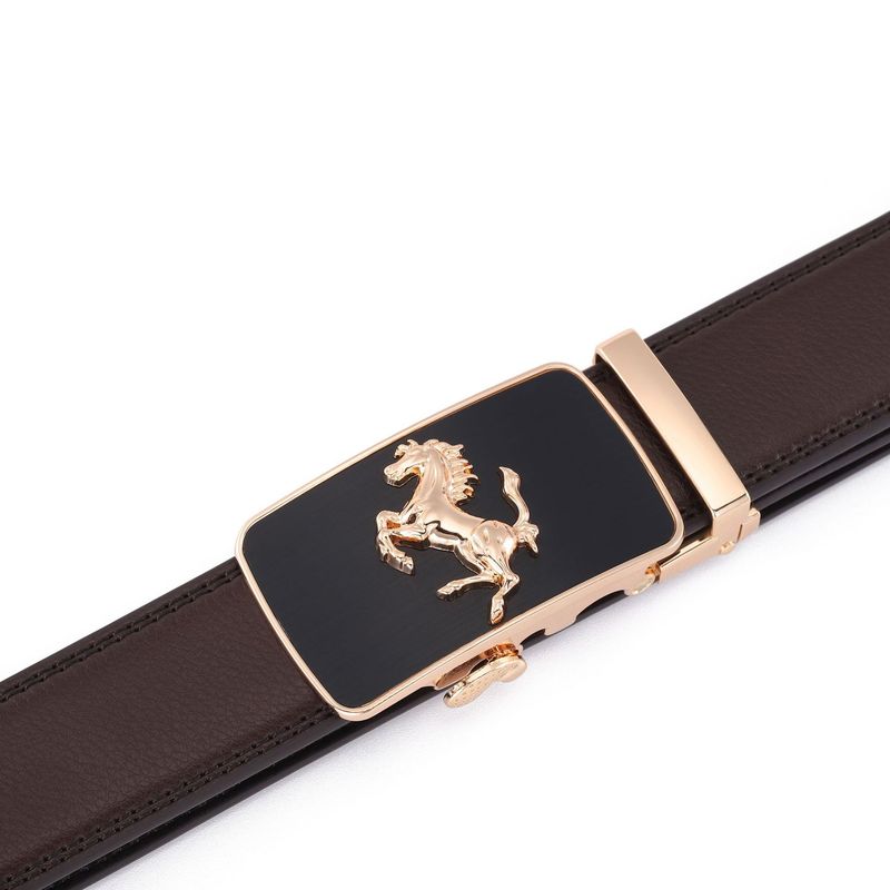 Men's Genuine Leather Belt With Automatic Buckle - Zodiac Design For Business Casual & Korean Style (All-Match)_voghion.com