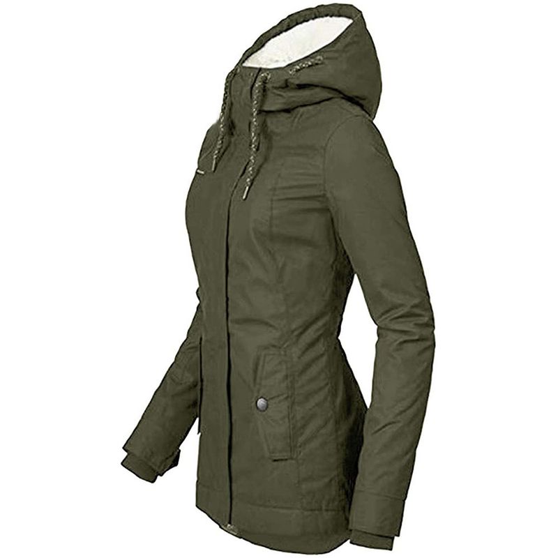 Women's Fleece-Lined Longline Hooded Coat – Winter Commuter Jacket With Zip Pockets, Thick Poly-Cotton Blend For Work & Travel_voghion.com