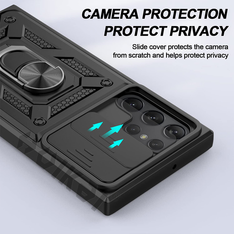 Para Samsung Galaxy S22 S21 S20 Note 20 Ultra Plus FE A52 Funda deslizante con soporte y cámara Protección a prueba de golpes de grado militar_voghion.com