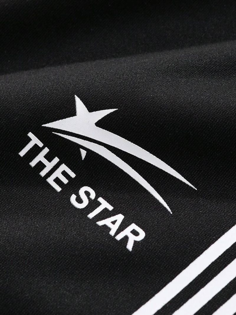 Men's Clothing Logo Print Stripes Loose Straight Sports Casual Trousers Sweatpants Men And Women_voghion.com