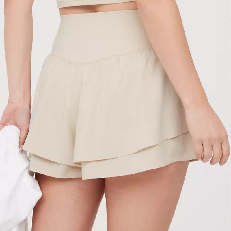 001 2025 Spring Summer New Yoga Sports Loose Breathable Running Pants Anti-Exposure Two-Piece Fitness Short Skirt For_voghion.com