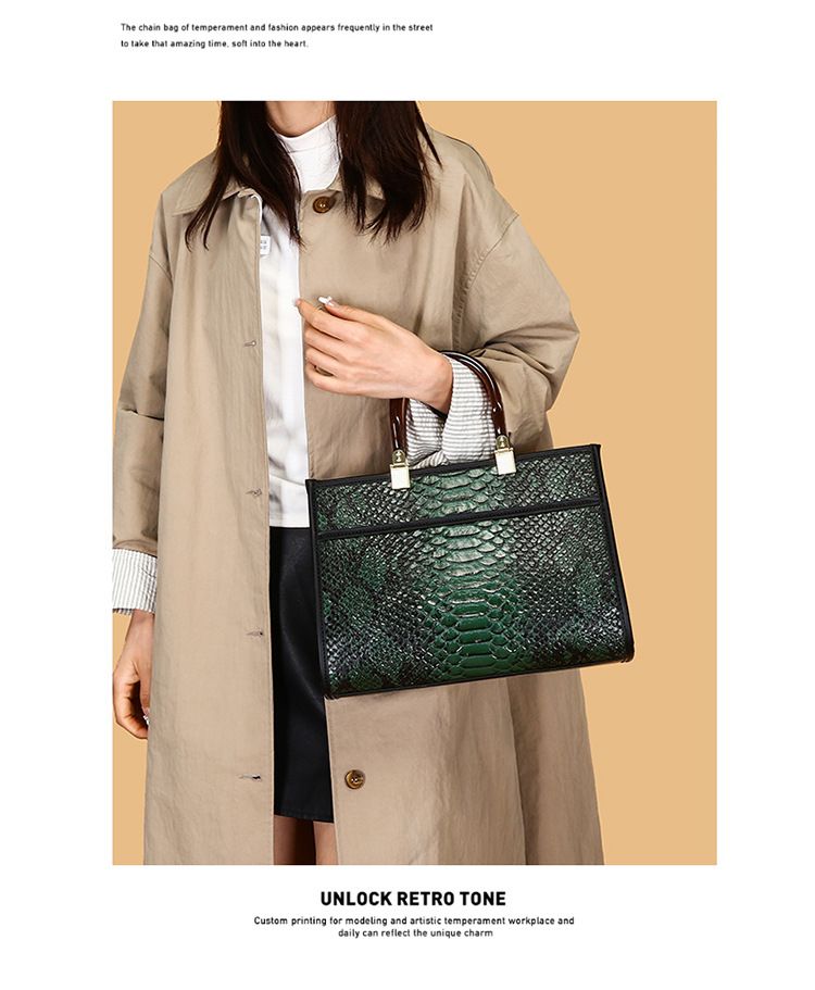 Borsa da donna retrò, tre pezzi, grande capacità, modello serpente, borsa a tracolla obliqua_voghion.com