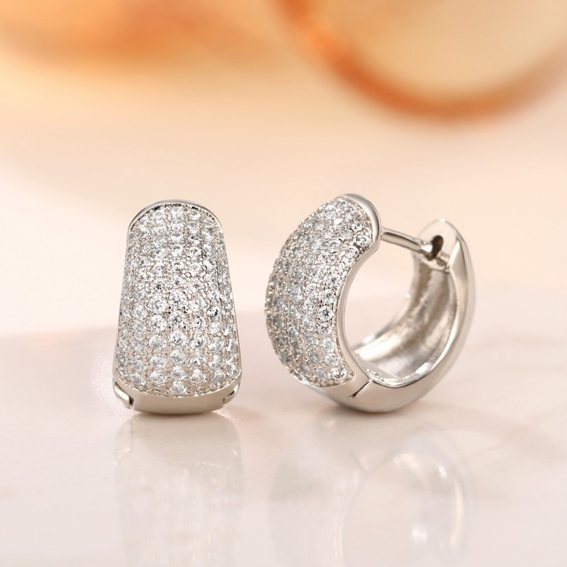 Orecchini a cerchio leggeri con diamanti incrostati, stile hip hop, da uomo e da donna, Luffian American Ear Hoops_voghion.com
