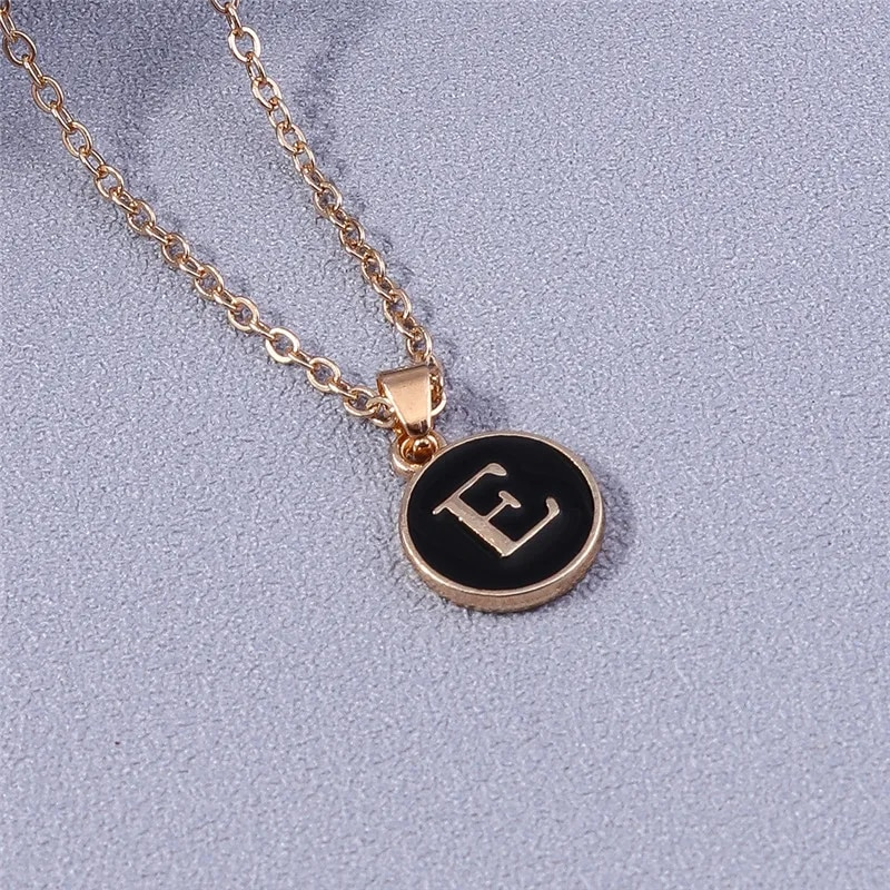 Collier avec pendentif en 26 lettres avec initiales de nom pour femme, collier en émail de l'alphabet A à Z, cadeaux d'anniversaire pour filles, accessoires de bijoux_voghion.com