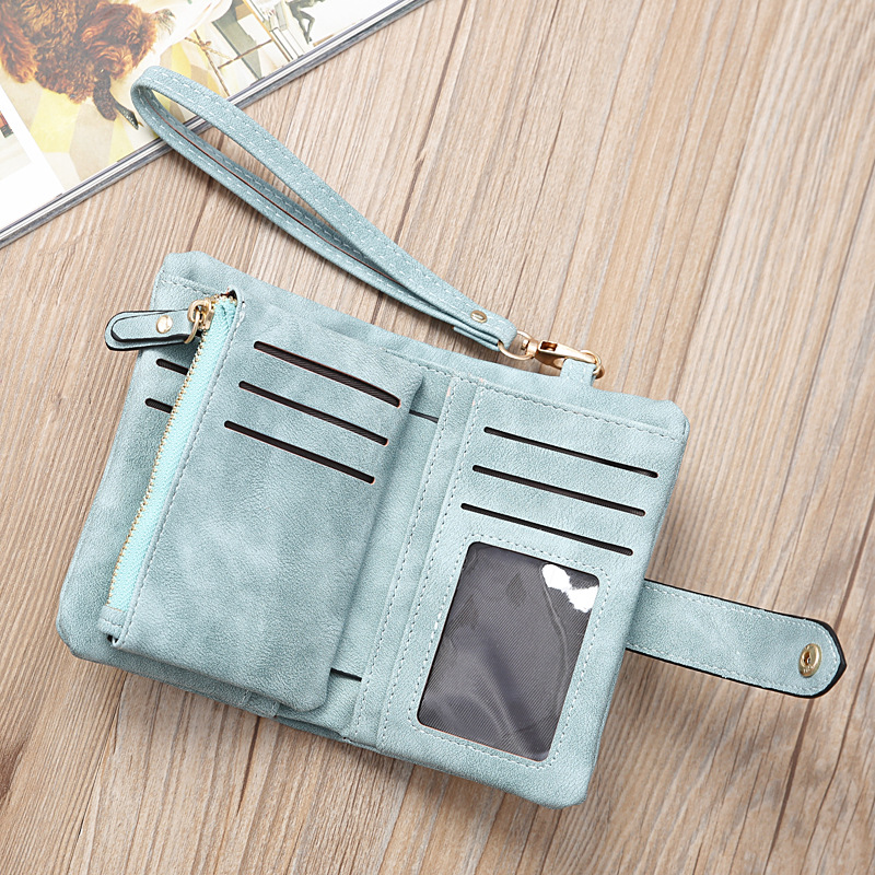 Portamonete piccolo con pochette lunga con cerniera lunga da donna, portafoglio corto opaco retrò in nuova versione coreana_voghion.com