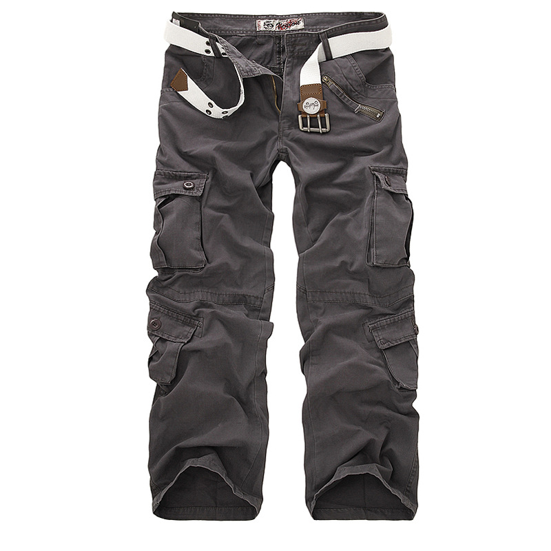 Forår Efterår Vask Multi-Pocket Camouflage Overalls Herre Bomuld Militæruniform Bukser Herre Baggy Cargo Bukser Herre (Uden Bælte)_voghion.com