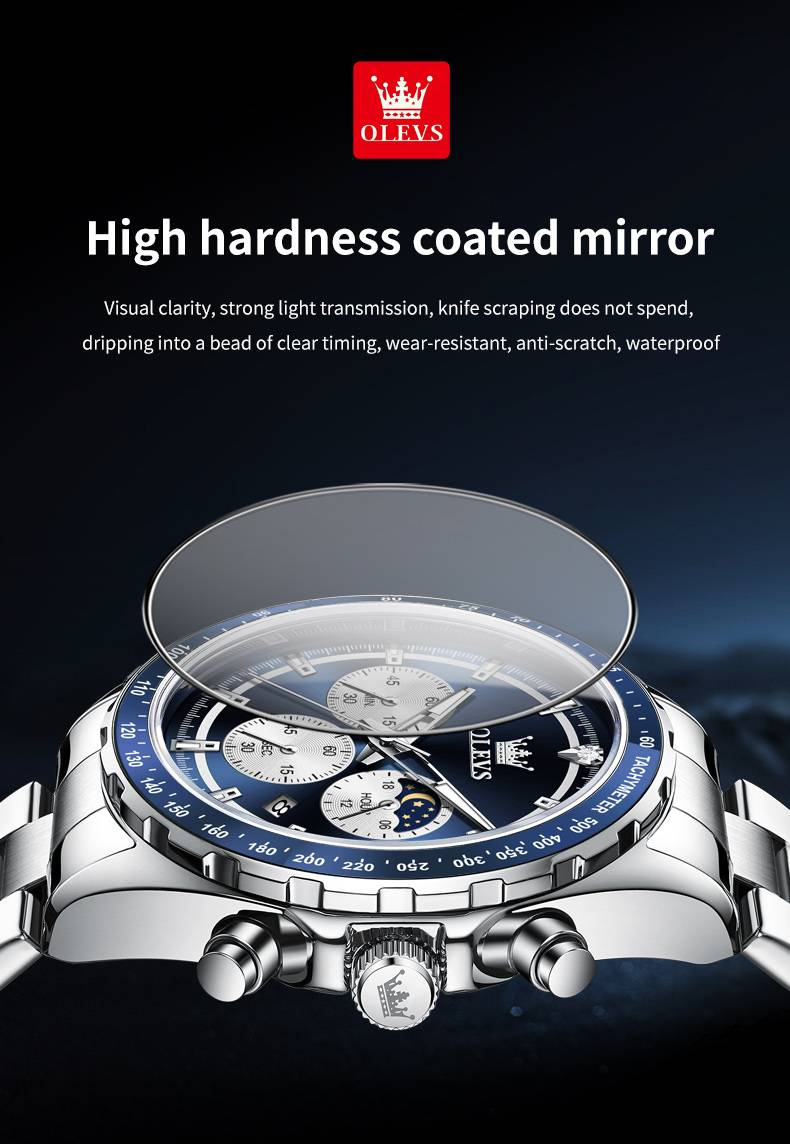 Montre à quartz pour homme classique multifonction pointeur lumineux étanche phase de lune date horloge montres-bracelets bracelet en acier_voghion.com
