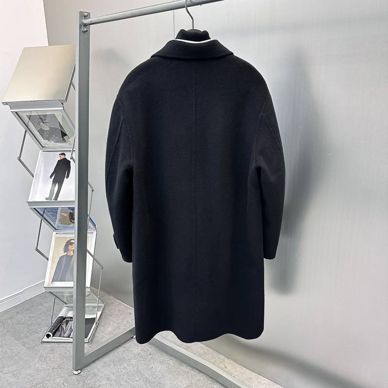 Haină de iarnă pentru bărbați, 100% lână, cu două fețe, din lână de înaltă calitate, neagră, vrac, îngroșată_voghion.com