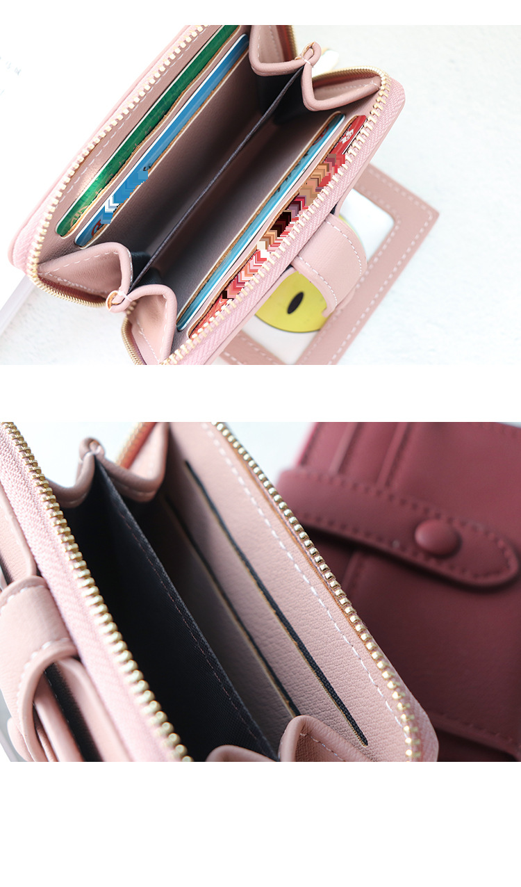Portafoglio da donna alla moda, corto, tinta unita, semplice, porta carte multiuso, portafoglio da studente, anti-smagnetizzazione, portamonete da donna_voghion.com
