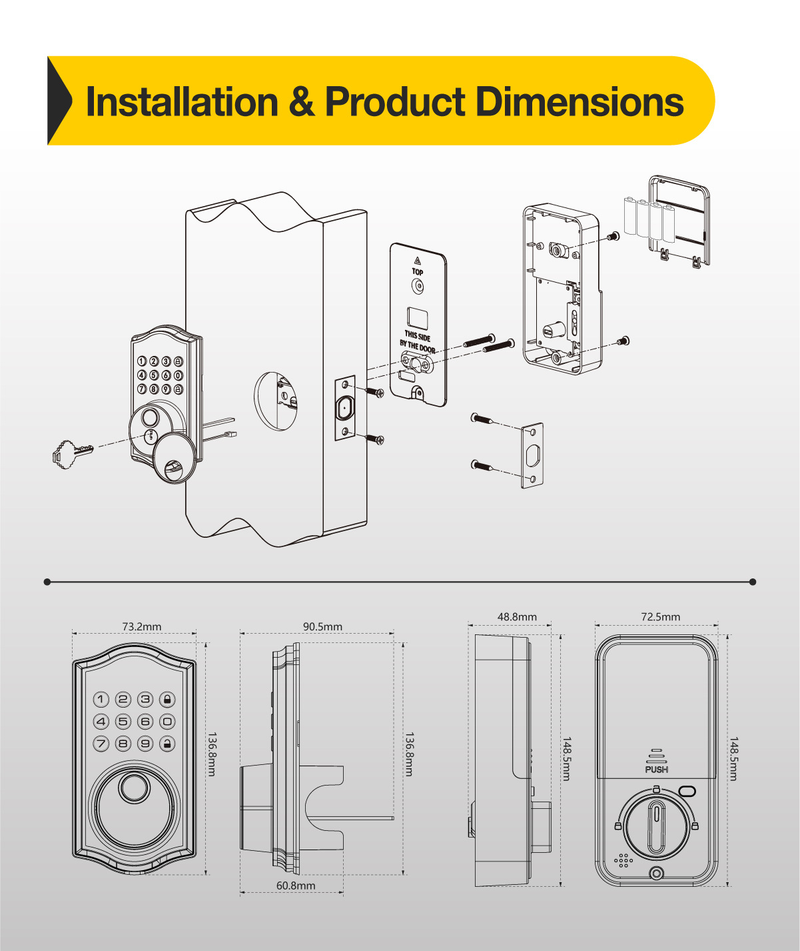 Deadbolt Lock Bedroom Door Fingerprint Password Wooden Door Office Door Fingerprint Password Lock_voghion.com