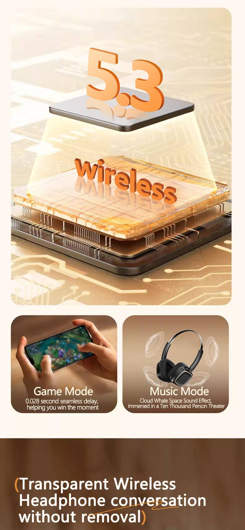 Cuffie Bluetooth retrò VJE22: driver da 40 mm, batteria da 300 mAh e durata della batteria di 10 ore, paraorecchie traspiranti, design ergonomico, tecnologia HiFi 5.3._voghion.com