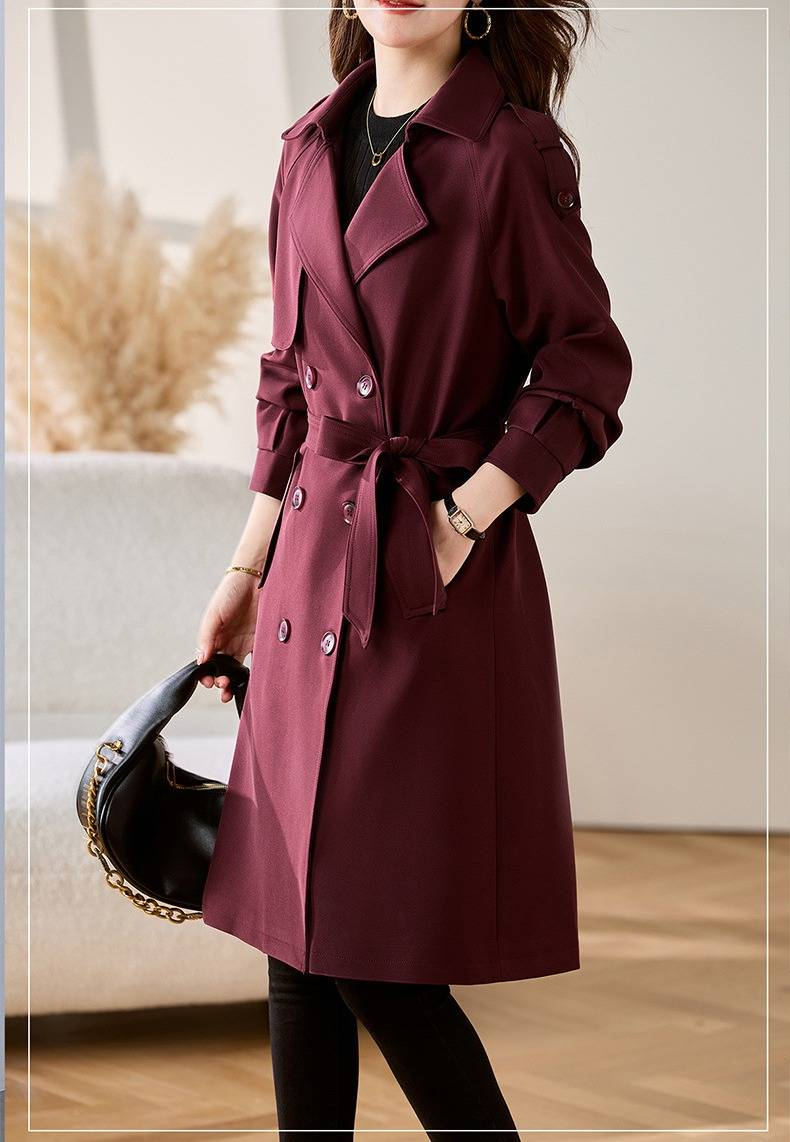 Eleganter Damen Trenchcoat in mittlerer Länge – Stilvoll & vielseitig für Frühling & Herbst, klassisches Zweireiher-Design_voghion.com