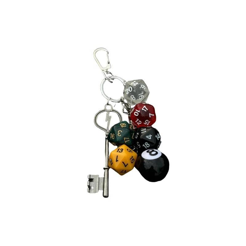 Gothic Steampunk Dice Keychain - Vintage Alloy Multi-Element Keyring For Bags, Waist & Backpack - Unique 3D Design Accessory (Sizes 7-11)_voghion.com