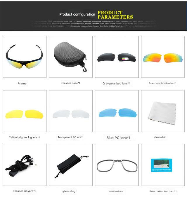 NOKO - Occhiali da ciclismo, occhiali da escursionismo polarizzati, set di lenti intercambiabili senza montatura, compatibili con occhiali miopi e occhiali da moto._voghion.com